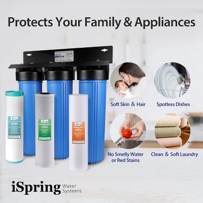 Image showing 7 th iSpring 3-Stage Whole House Water Filtration System, WGB32BM+AHPF12MNPT16X2