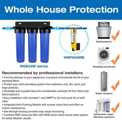 Image showing 7 th iSpring 3-Stage Whole House Water Filtration System, WGB32B+AHPF12MNPT16X2