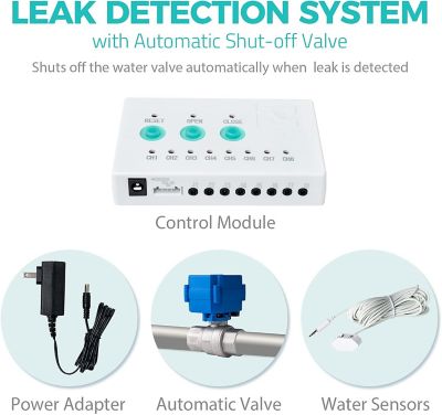 Image showing  Water Leak Detector Alarm System with Automatic Shut-off Valve and 2 Detection Sensors