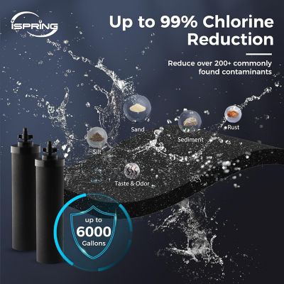 Image showing  Gravity-Fed Stainless Steel Countertop Water Filter System with Dark Wood Base