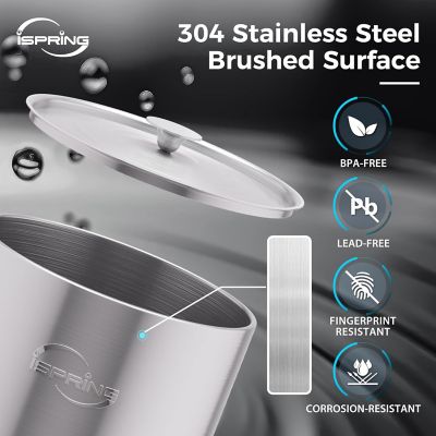 Image showing  Gravity-Fed Stainless Steel Countertop Water Filter System with Dark Wood Base
