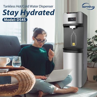 Image showing  Bottleless Water Filter Dispenser, Self Cleaning, Hot, Cold, and Room Temperature Settings, Silver