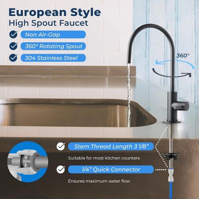 Image showing  Reverse Osmosis Faucet, Lead-Free Contemporary Drinking Water Faucet for RO Systems, GA1-ORB