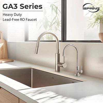 Image showing 5 th iSpring Drinking Water Faucet for Kitchen Sink with 3/8 in. Connector, Heavy Duty Lead-Free Reverse Osmosis Faucet, GA3-BN