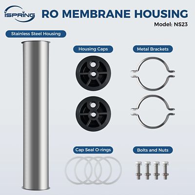 Image showing  Stainless-Steel Reverse Osmosis Membrane Housing with Cap for iSpring CRO1000 and CRO2000 Water Filtration Systems