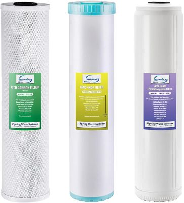 iSpring 4.5 in. x 20 in. 3-Stage Whole House Water Filter Replacement pk., F3WGB32BKDS