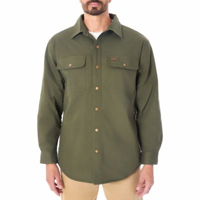Image showing  Big Men's Sherpa-Lined Stretch-Canvas Snap Shirt-Jacket