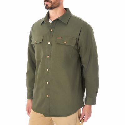 Image showing  Big Men's Sherpa-Lined Stretch-Canvas Snap Shirt-Jacket
