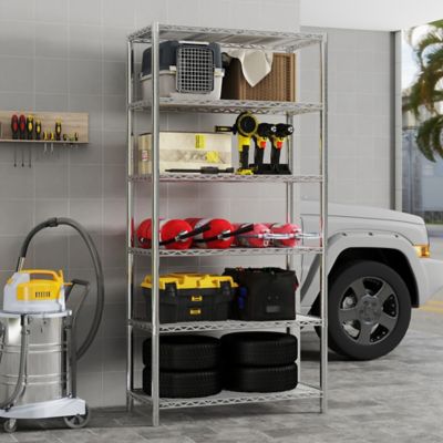 Image showing  Chrome 6-Shelf, Changeable into 2 of 3-Shelf, 350lbs Loading Capacity Per Shelf (71.5H, 36W, 16D)