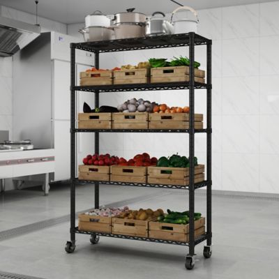 Image showing  6-Tier NSF Certified Storage Shelves, HD Steel Wire Shelving Unit with Wheels & Adjustable Feet (18 D x 48 W x 72in. H)