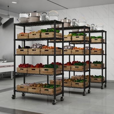 Image showing  6-Tier NSF Certified Storage Shelves, HD Steel Wire Shelving Unit with Wheels & Adjustable Feet (18 D x 48 W x 72in. H)