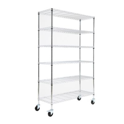 EFINE 6-Tier Chrome NSF Certified Storage Shelves, HD Steel Wire Shelving Unit with Wheels & Adjustable (18 D x 48 W x 72in. H)