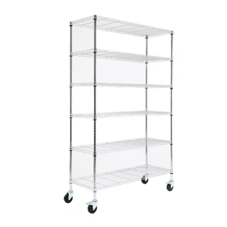 EFINE 6-Tier Chrome Storage Shelves NSF Certified HD Steel Wire Shelf with Casters and Adjustable (18D x 48W x 72"H) Freestanding Shelving Units