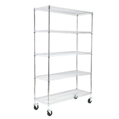 EFINE 5-Tier 48 in. x 72 in. x 18 in. Chrome Heavy-Duty Metal Wire Storage Shelving Unit, Casters, 500 lb. Load Per Shelf