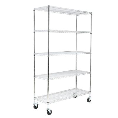 EFINE Chrome 5-Tier Heavy Duty Metal Wire Storage Shelving Unit Casters 500lbs Load Per Shelf (48 in. W x 72 in. H x 18 in. D)