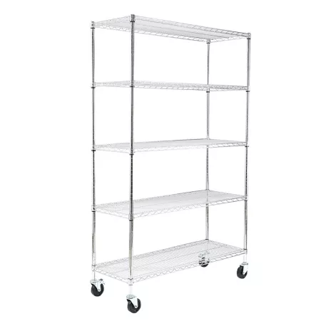 EFINE 5-Tier Chrome Storage Shelf Heavy Duty Wire Casters 500 lb Load Per Shelf (48" W x 72" H x 18" D) Freestanding Shelving Units