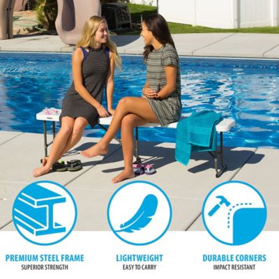 Image showing 5 th Lifetime 6 ft. Fold-in-Half Bench White Granite