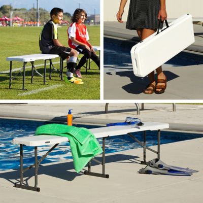 Image showing 7 th Lifetime 6 ft. Fold-in-Half Bench White Granite