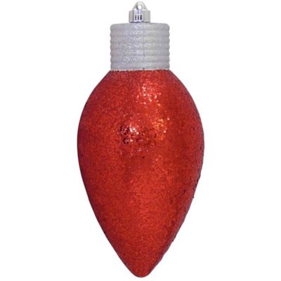 Christmas by Krebs Red Glitz 12 in. Shatterproof Commercial Grade Christmas C-9 Ornament