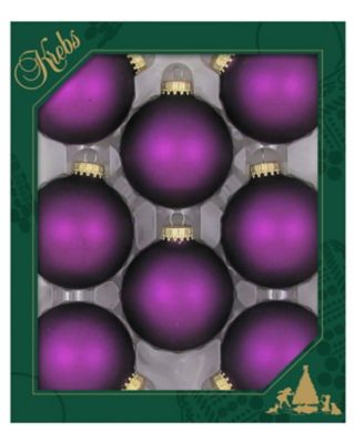Christmas by Krebs Purple Magic Velvet 2.63 in. Glass Christmas Tree Ornaments, Set of 8