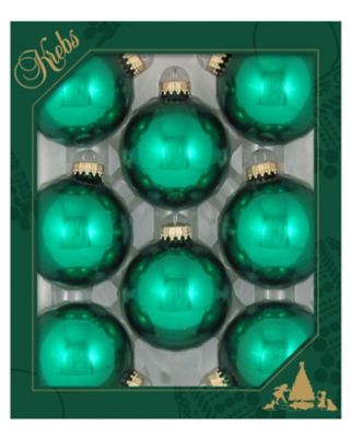 Christmas by Krebs Emerald Green 2.63 in. Glass Christmas Tree Ornaments, Set of 8