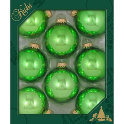 Christmas by Krebs Jade Lime Shine 2.63 in. Glass Christmas Tree Ornaments, Set of 8