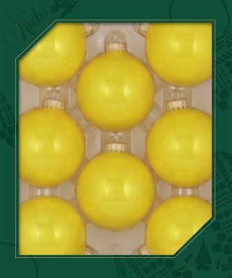 Christmas by Krebs Full Sun Yellow 2.63 in. Glass Christmas Tree Ornaments, Set of 8