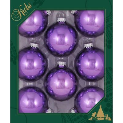 Christmas by Krebs Amethyst Shine 2.63 in. Glass Christmas Tree Ornaments, Set of 8