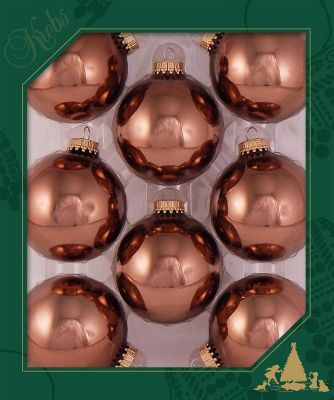 Christmas by Krebs Acacia Brown 2.63 in. Glass Christmas Tree Ornaments, Set of 8