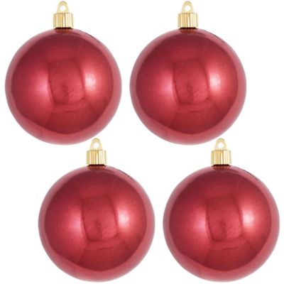 Christmas by Krebs Sonic Red 4 in. Shatterproof Commercial Grade Christmas Ornaments, Set of 4