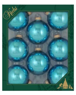 Christmas by Krebs Pale Turquoise 2.63 in. Glass Christmas Tree Ornaments, Set of 8