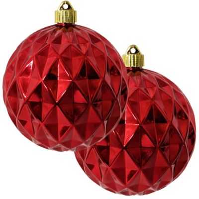 Christmas by Krebs Facetted Sonic Red 6 in. Shatterproof Commercial Grade Christmas Ornament, Set of 2