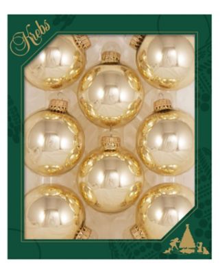 Christmas by Krebs Tiffany Gold 2.63 in. Glass Christmas Tree Ornaments, Set of 8