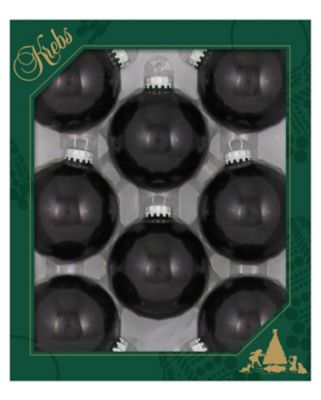 Christmas by Krebs Ebony Shine 2.63 in. Glass Christmas Tree Ornaments, Set of 8