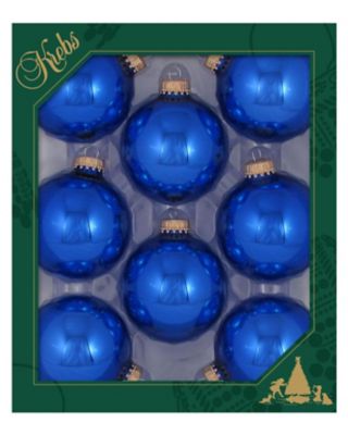 Christmas by Krebs Victoria Blue Shine 2.63 in. Glass Christmas Tree Ornaments, Set of 8