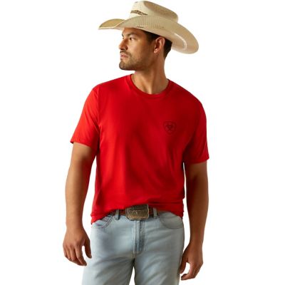 Image showing  Men's Ariat Etched Buffalo LOTF Flag Graphic Crew Neck Short-Sleeve T-Shirt