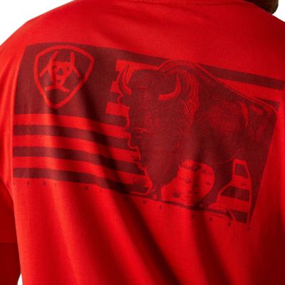 Image showing  Men's Ariat Etched Buffalo LOTF Flag Graphic Crew Neck Short-Sleeve T-Shirt