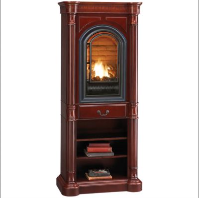 HearthSense Ventless Liquid Propane Gas Tower Fireplace System - 20,000 BTU, Cherry Finish