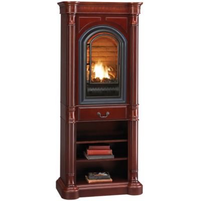 HearthSense Ventless Natural Gas Tower Fireplace System - 20,000 BTU, Cherry Finish