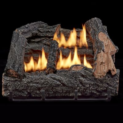 HearthSense Ventless Dual Fuel Gas Country Oak Log Set - 18 in., 30,000 BTU, Manual Control