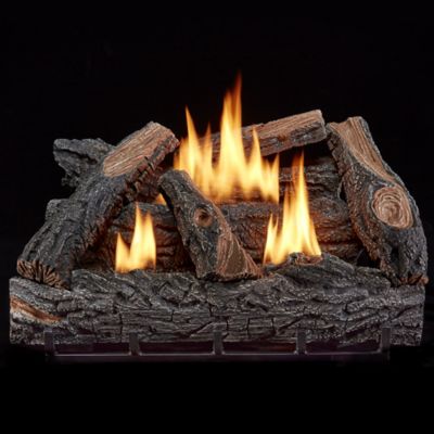 HearthSense Ventless Dual Fuel Gas Country Oak Log Set - 24 in., 32,000 BTU, T-Stat Control