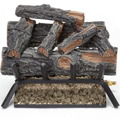Image showing  Vented Natural Gas Log Set with Remote Control Kit - 18 in., 45,000 BTU, Mountain Oak