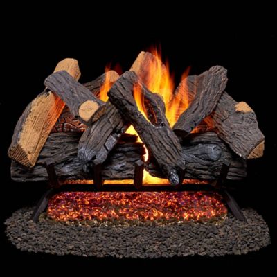 Duluth Forge Vented Natural Gas Log Set with Remote Control Kit - 24 in., 55,000 BTU, Heartland Oak