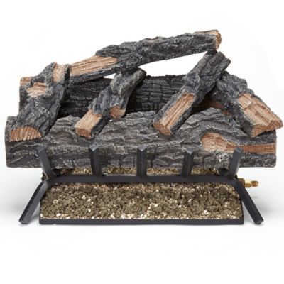 Image showing  Vented Natural Gas Log Set with Remote Control Kit - 24 in., 55,000 BTU, Mountain Oak