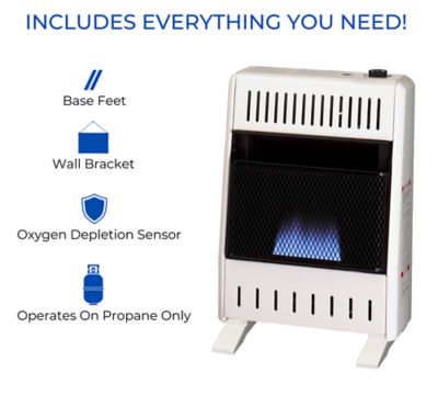 Image showing 7 th ProCom Heating Ventless Liquid Propane Blue Flame Heater with Base Feet - 10,000 BTU, T-Stat Control