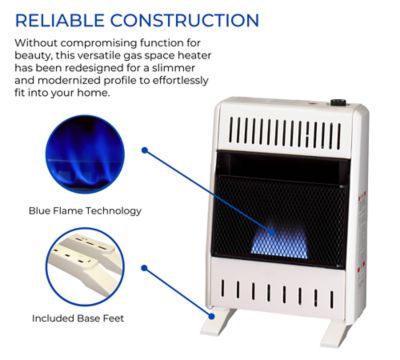 Image showing  Natural Gas Ventless Blue Flame Heater with Base Feet, 10,000 BTU, T-Stat Control