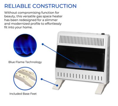 Image showing  Liquid Propane Ventless Blue Flame Heater with Base Feet, 28,000 BTU, T-Stat Control