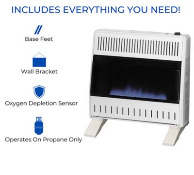 Image showing  Liquid Propane Ventless Blue Flame Heater with Base Feet, 28,000 BTU, T-Stat Control