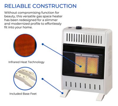 Image showing  Ventless Natural Gas Infrared Plaque Heater with Base Feet - 10,000 BTU, T-Stat Control