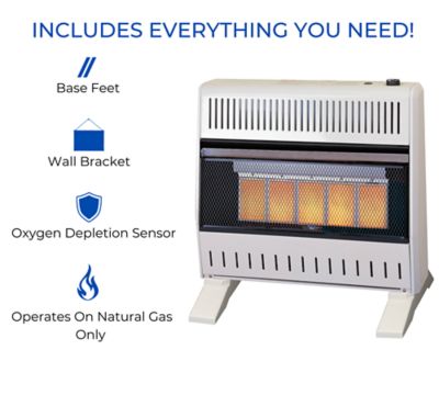 Image showing  Ventless Natural Gas Infrared Plaque Heater with Base Feet - 30,000 BTU, T-Stat Control